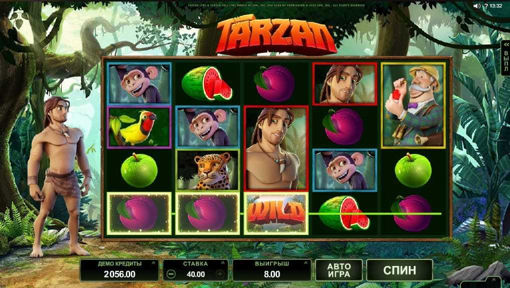 Интерфейс игрового автомата Tarzan в казино Play Fortuna